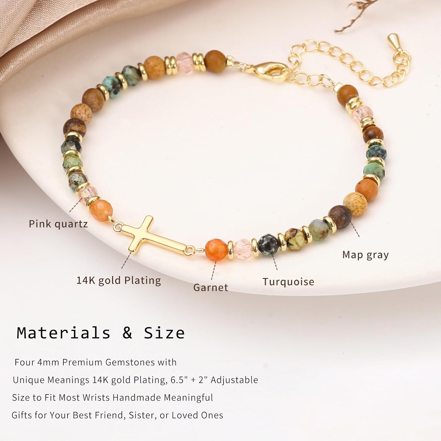 Cross Bracelet for Women, Christian Gifts, Sister Gift, Friendship Bracelets, Wave Bracelet, Best Friend Birthday Gifts for Women, Bestie Bracelets, Christmas Stocking Stuffers for Woman - Image 3