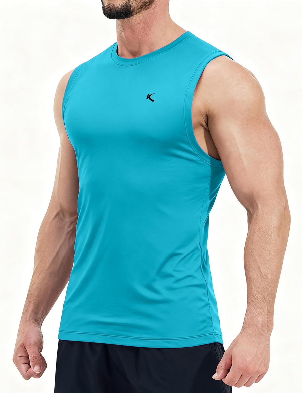 KPSUN Men's Quick Dry Workout Tank Tops Sleeveless Gym Muscle Shirts Fitness Running Athletic Swim Shirt with Side Pocket - Image 3