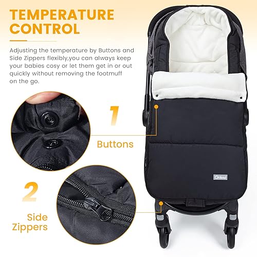 Miniatura 2 de Orzbow Saco para cochecito, regalos de Navidad, resistente a la intemperie, anti-patadas, saco de dormir universal para niños pequeños, extraíble