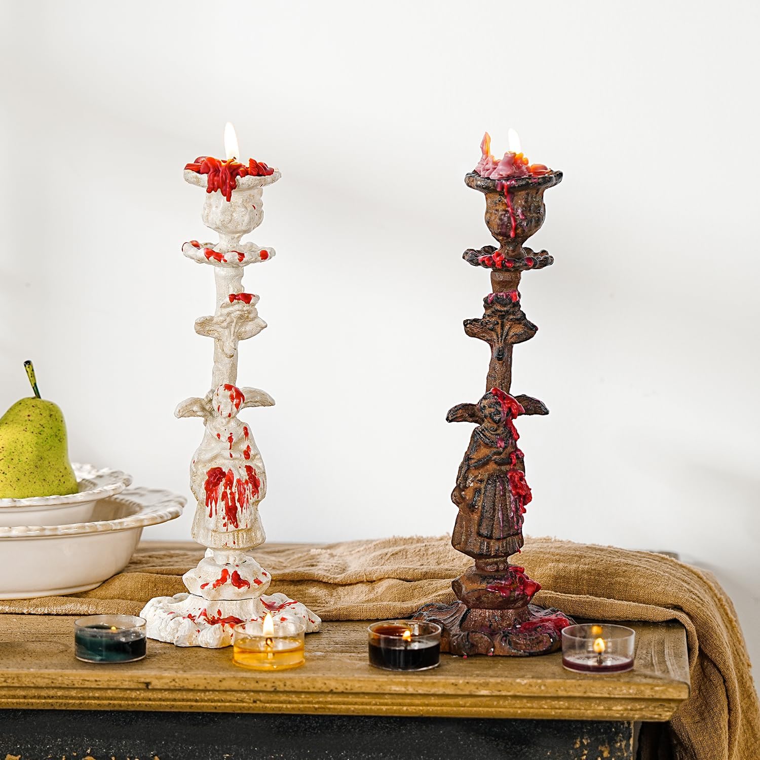 Sungmor Vintage Cast Iron Candle Holder, 10.2" Tall Rustic Noblewoman Figurine Candlestick - Decorative Taper Candle Stand for Home, Tabletop, Mantel Display - Gothic, Medieval, or Farmhouse Décor - Image 7