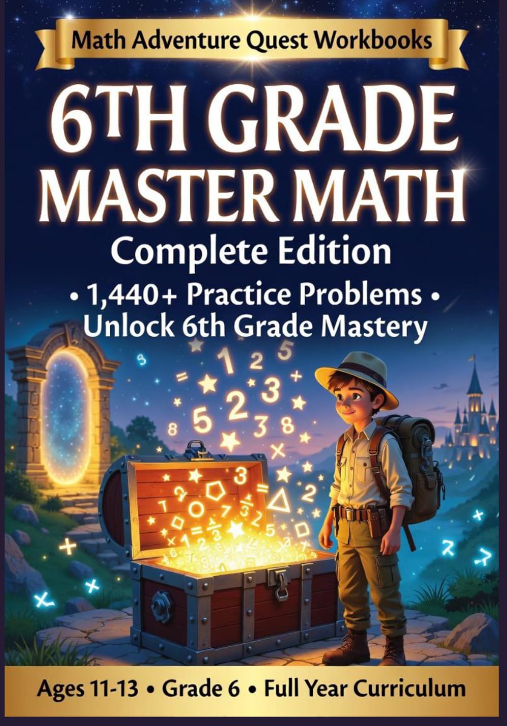 6th Grade Math Workbook: 1,500+ Practice Problems | Fractions, Decimals, Percentages, Geometry, Algebra: Complete Curriculum with Worked Examples, ... & Answer Key | Homeschool & Classroom)