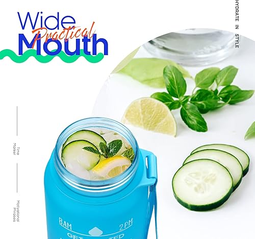 Miniatura 7 de Giotto 32 onzas - Botella de agua a prueba de fugas, sin bisfenol A (BPA), con marcador de tiempo y popote para garantizar que bebas suficiente agua