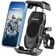 Motorcycle Phone Mount [Secure Lock] One-Handed Operation Motorcycle Cellphone Holder, Bicycle Scooter Handlebar Clamp, Bike Phone Mount with Aluminum Alloy Base Fit for 5.4"-7.2" Smartphone