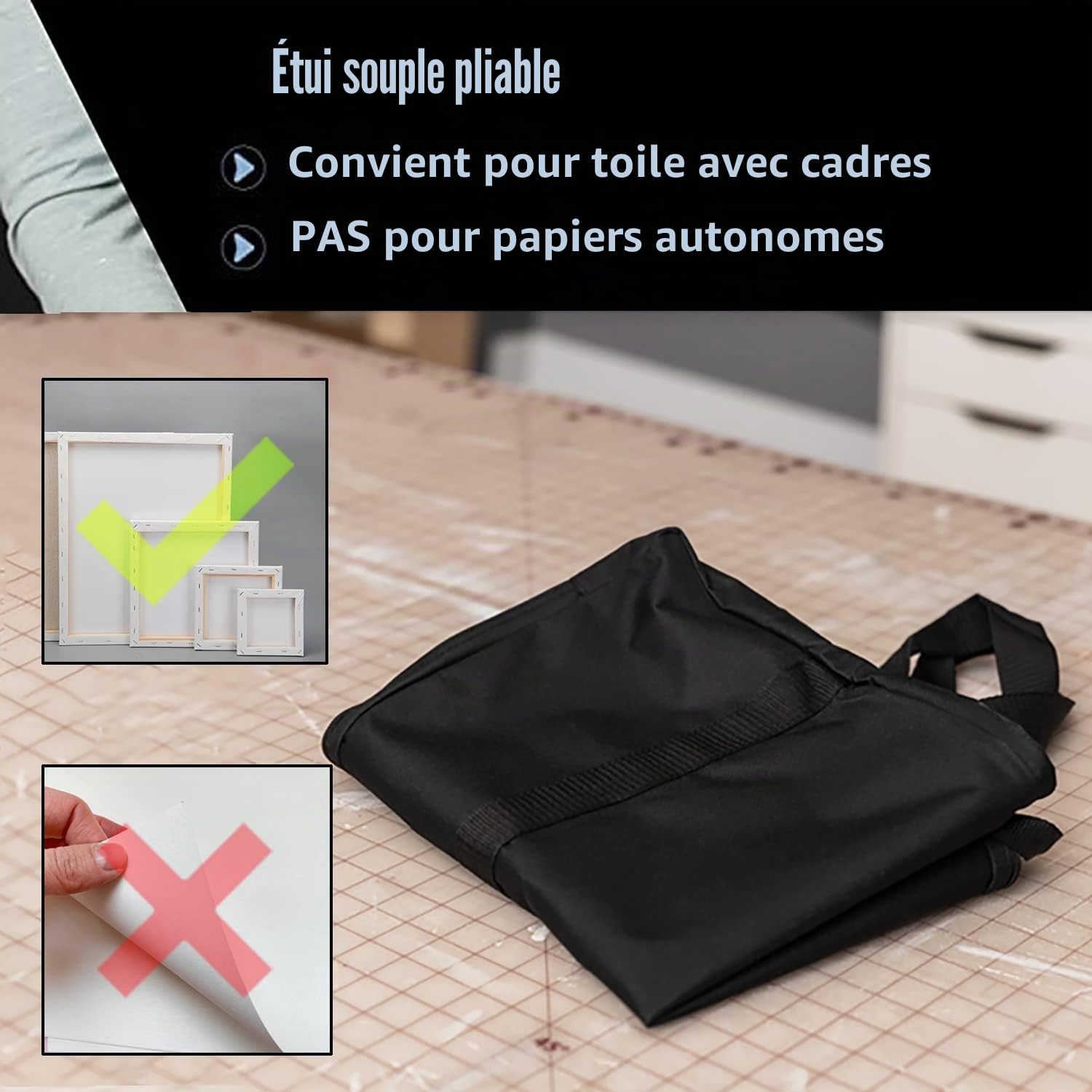 Portefeuille d’Artiste Portefeuille Professionnel Souple avec Plusieurs poignées pour Le Transport de Livres de présentation,d'œuvres d'art (36x48 inch)