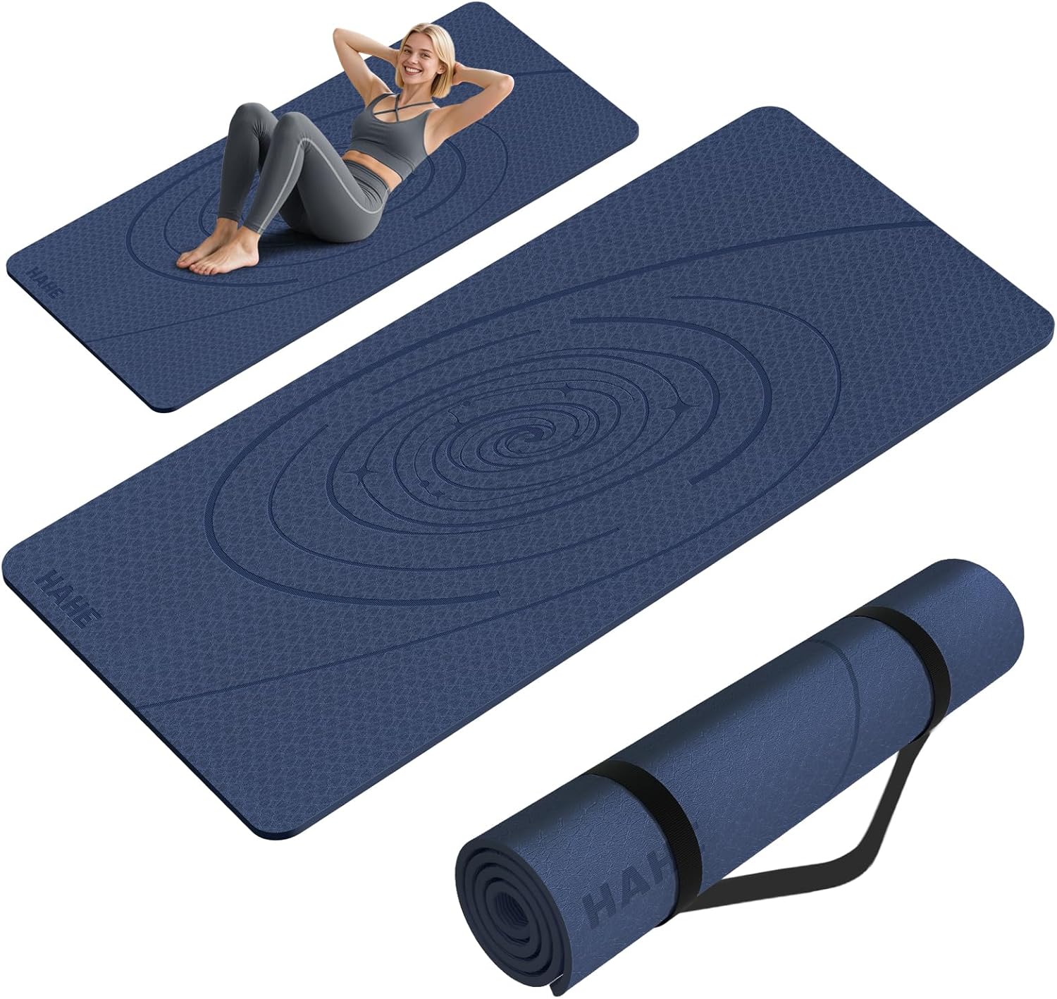 Large Yoga Mat Thick, 76"x32"x0.31"Wide POE Exercise Mat with Non-Slip Surface & Carry Strap, Anti-Tear Workout Mat for Yoga, Pilates, Fitness