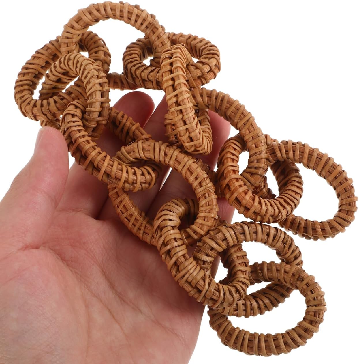 ARTIBETTER Rattan Woven Chain Link Decor 16.9 Inch Decorative Wicker Round Ring for DIY Wall Hanging Home Decoration in Living Room and Wedding - Image 6