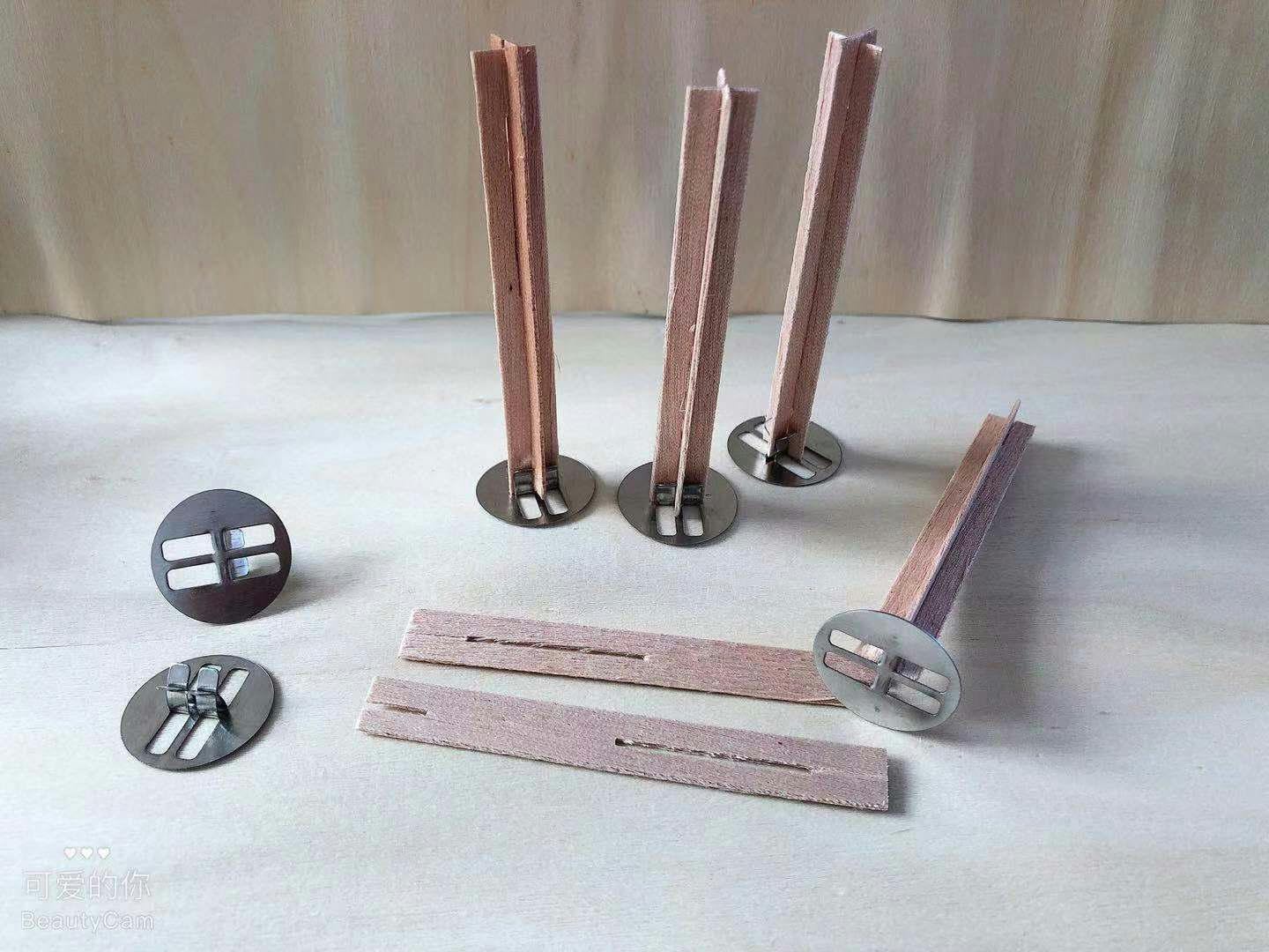 Duże drewniane knoty do produkcji świec z metalowymi uchwytami, bezdymne i trwałe, idealne do świec sojowych i projektów DIY