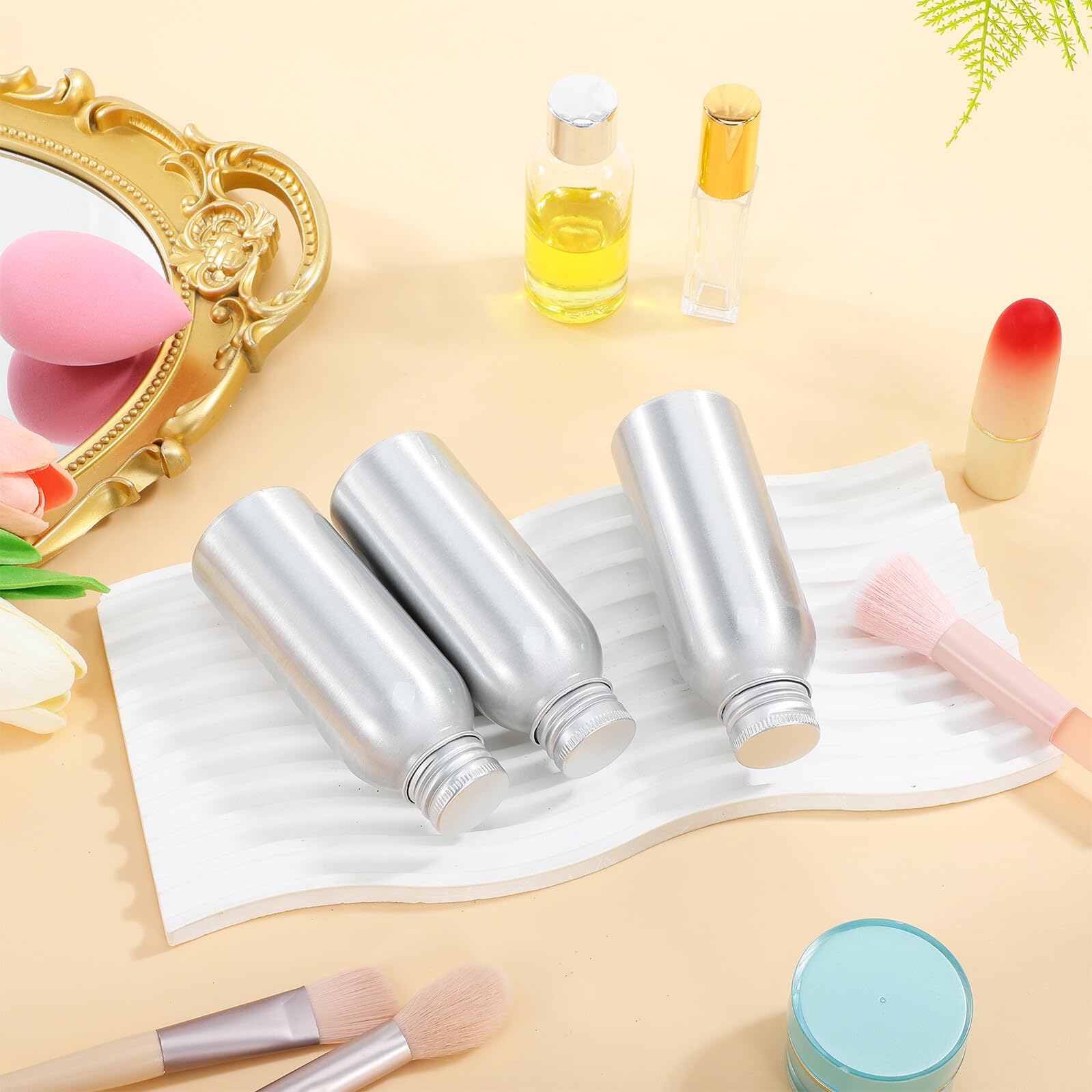 CLISPEED Bottiglie Ricaricabili per Profumo e Olio Essenziale in Alluminio 3 Set da 100 Ml Tappo a Vite, Contenitori Vuoti Portatili per Viaggio e Uso Cosmetico, Flaconi Dispenser Ermetici