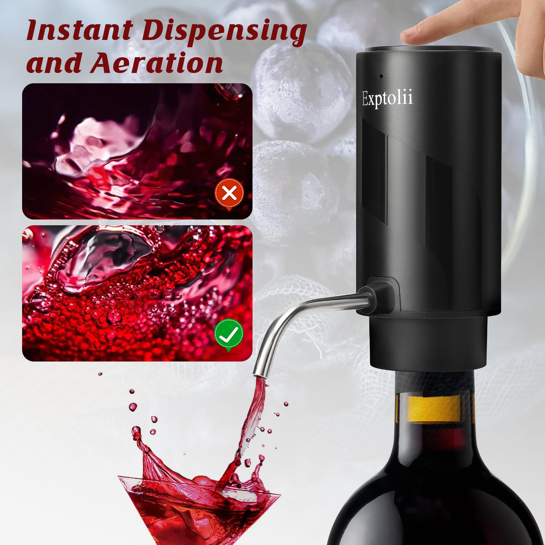 Aerador De Vinho Elétrico Com Decantação Automática - Jarra Com Bomba E Dispenser Para Vinhos