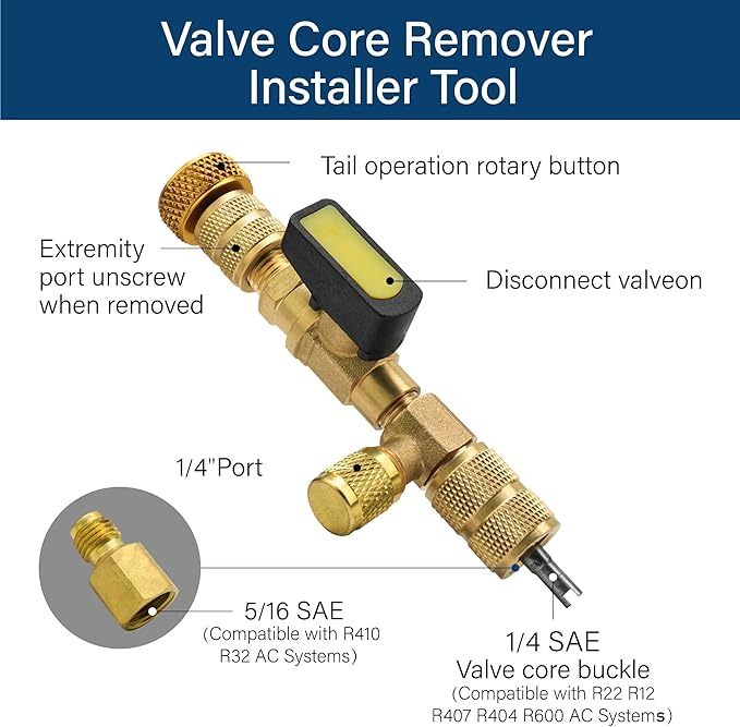 Kit de Herramientas para Remover e Instalar Válvulas Core HVAC CALPOSE miniatura 4