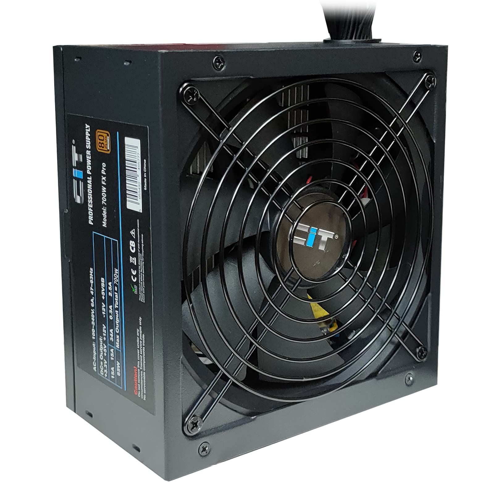 JUSTOPCIT 80 Plus 700W ATX PC Power Supply Gaming PSU With 14CM Large Fan And 4 x 6+2 Pin PCI-E / 6 x SATA / 24-PIN / 4+4-PIN 12V / 2 x MOLEX / 1 x Floppy