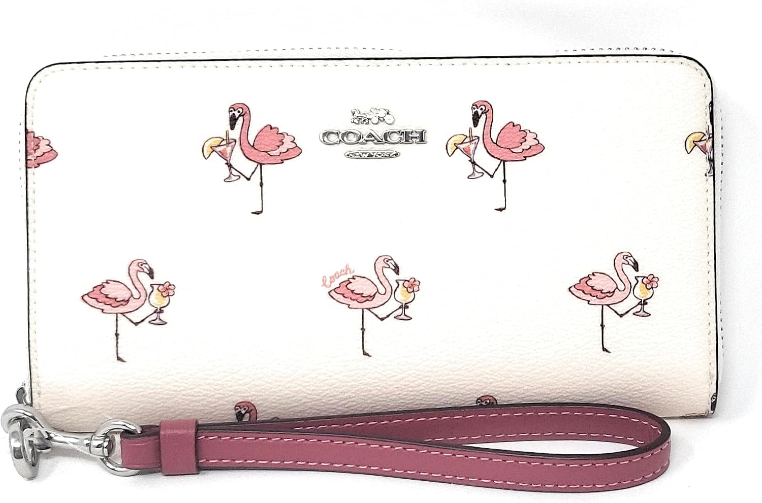 Comprar COACH Women's Long Zip Around Wallet (Printed Canvas, Flamingo