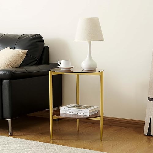 Miniatura 5 de Mesa auxiliar redonda, diseño moderno de mediados de siglo, 20 pulgadas de profundidad x 23 pulgadas de alto, para sala de estar, estructura de 2