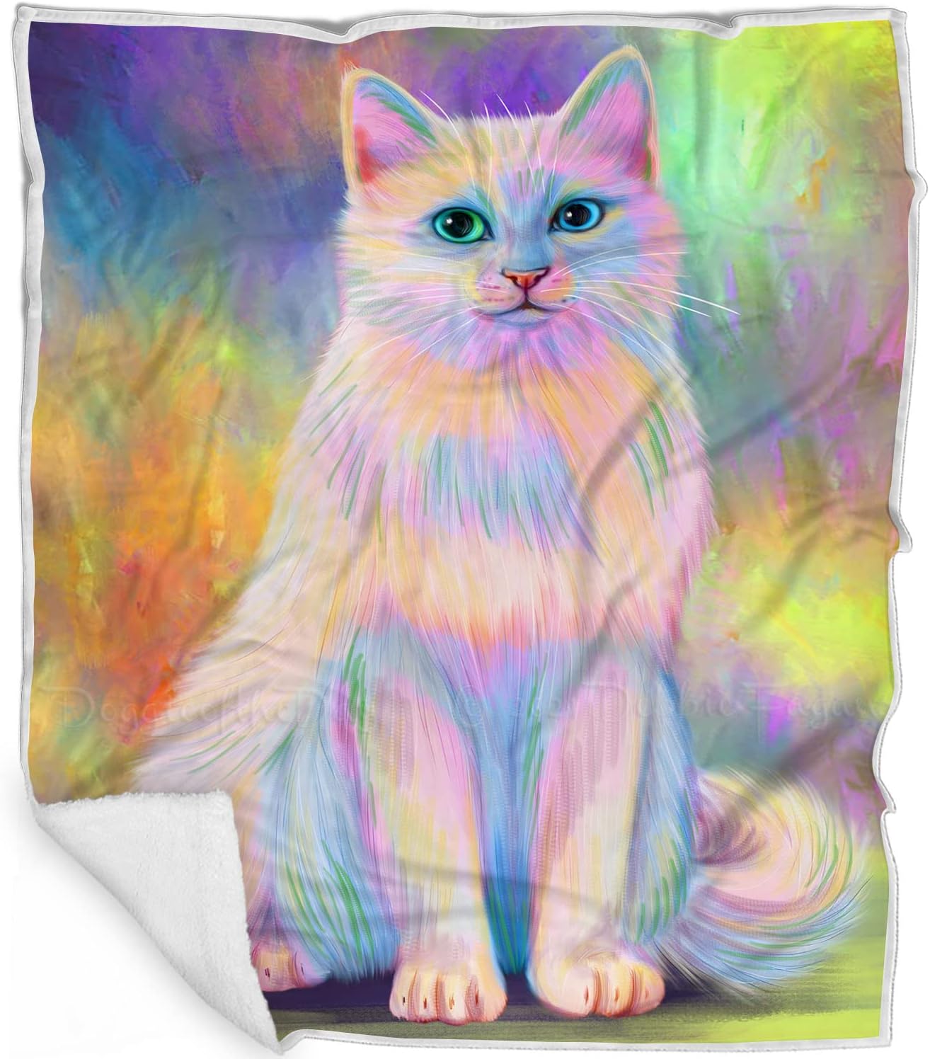 Paradise Wave Turkish Angora Cat Blanket - Lightweight Super Soft Material Cozy and Durable Bed Blanket - Animal Theme Fuzzy Blanket for Sofa Bed Couch Luxury Soft Material BLNKT149295 (30x40 Fleece)