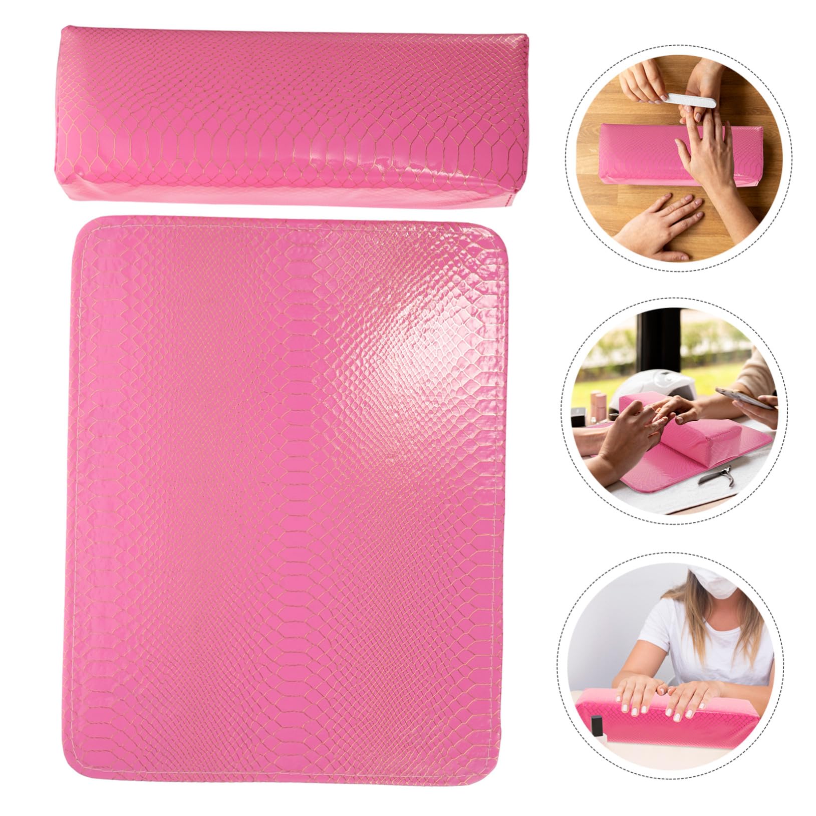 GANAZONO Cuscino Poggiamano in Pelle Pu e Spugna Rosa per Manicure Leggero e Lavabile, Design Unico per Manicure a Casa e Salone