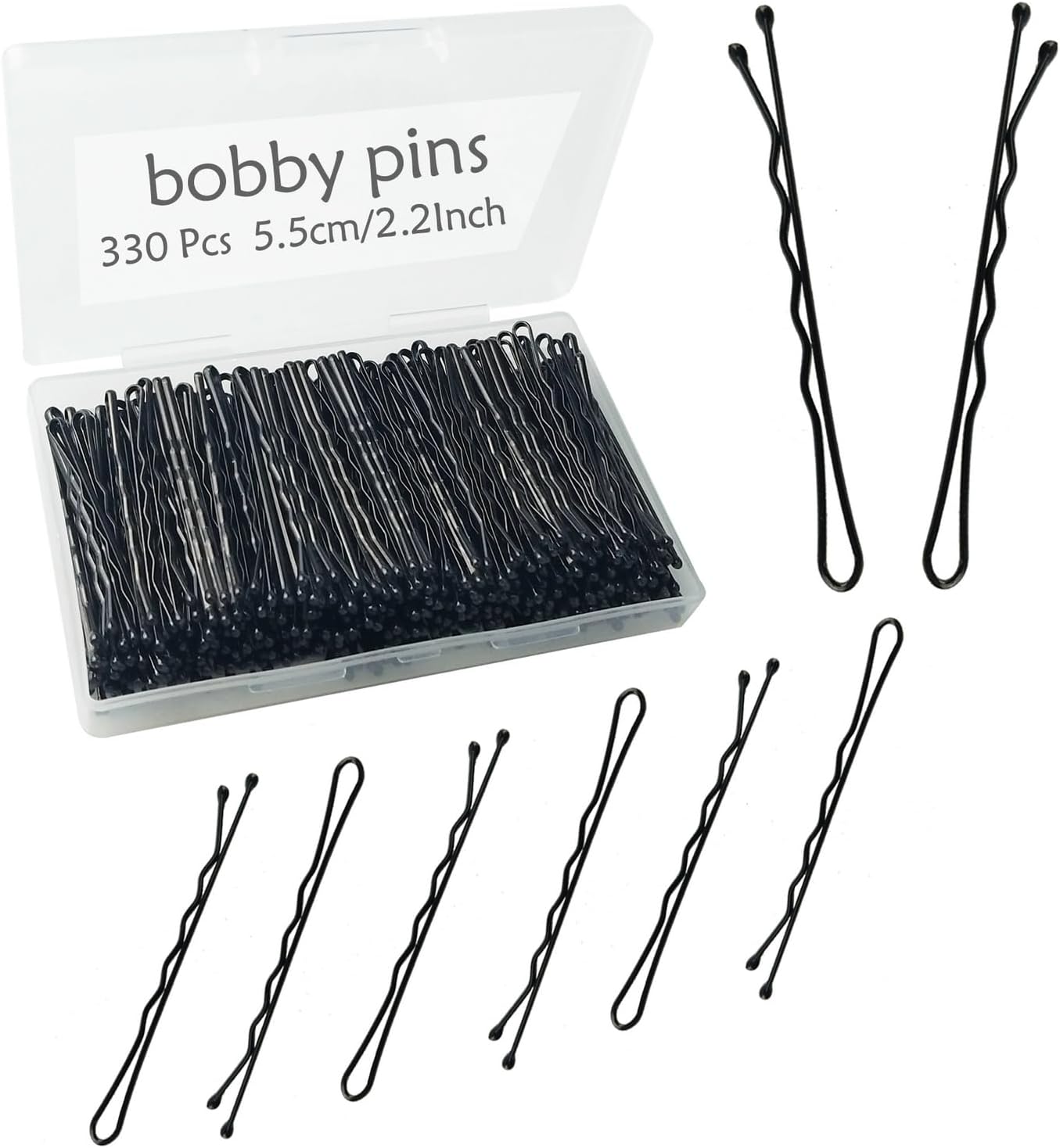 240 Pcs 2.2 Inch Black Bobby Pins, Set of Hairpins with Box, Premium Hair Pins for Kids, Girls and Women, Great for All Hair Types