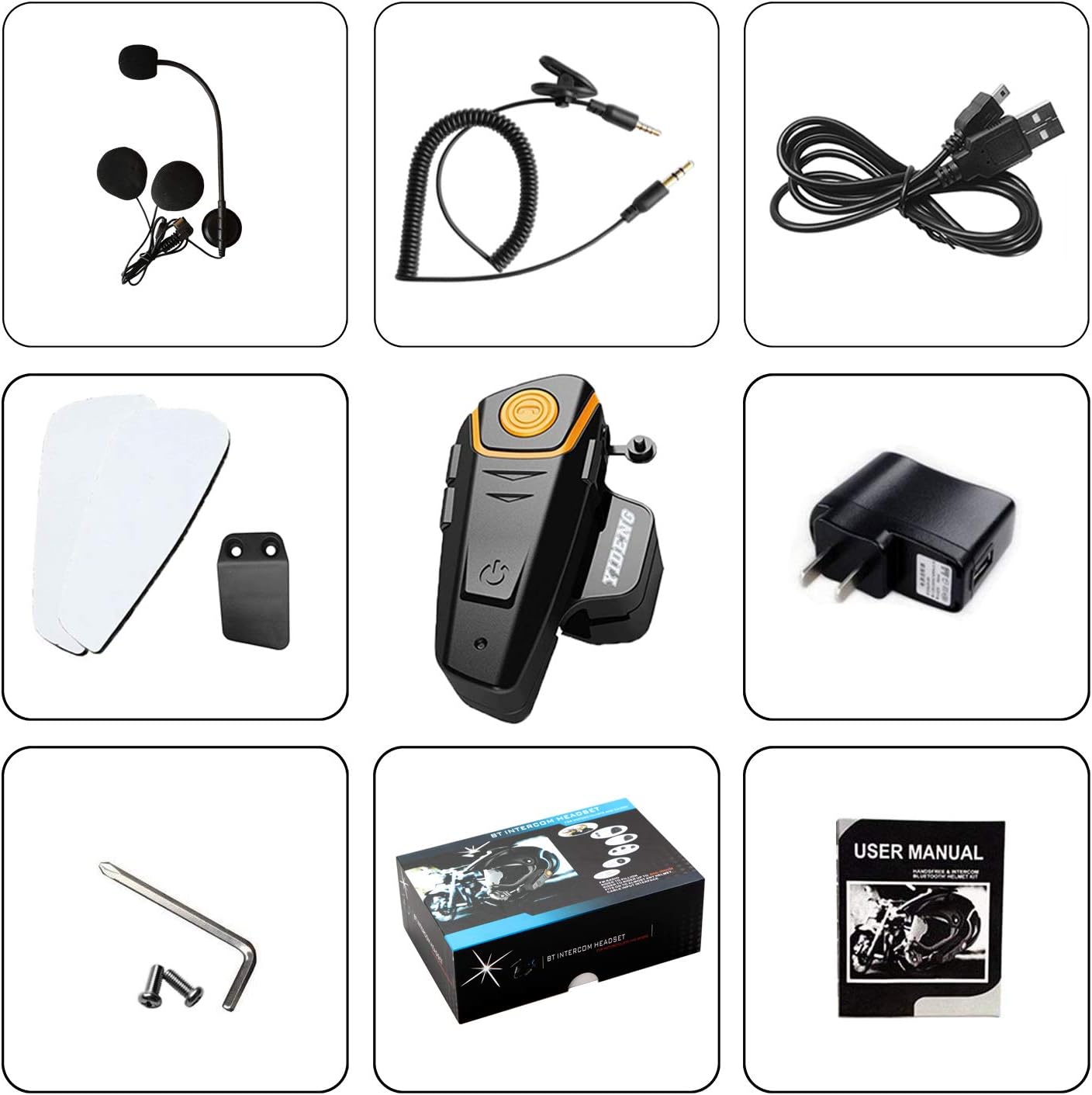 🔥 Flаѕh Sаlе Yideng Bluetooth for Motorcycle Helmet Headset Wireless Intercom Interphone BT-S2 Walkie-Talkie Supports FM Radio GPS Voice Command Music Hands-Free up to 3 Riders Communication in 1000m(Single)