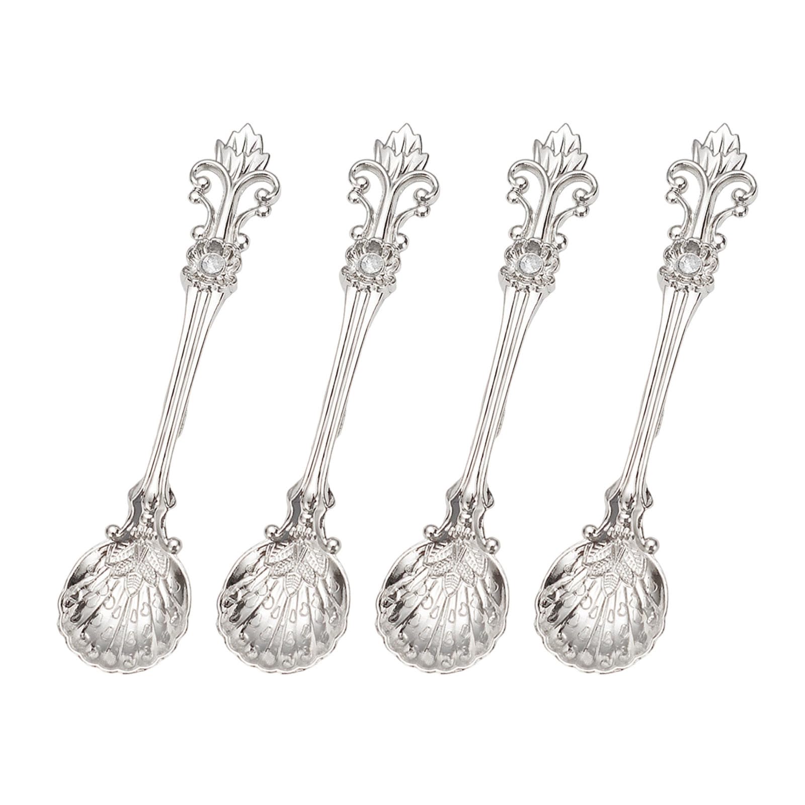 Xjdzineq Engraved Dessert Spoons Dishwasher Safe Alloy Utensils for Hot Drinks Snacks Coffee Utensils