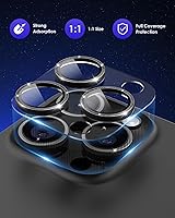 Vista 2 de Protector de lente de cámara con purpurina compatible con iPhone 15 Pro/iPhone 15 Pro Max, acrílico transparente y anillo de aleación de aluminio