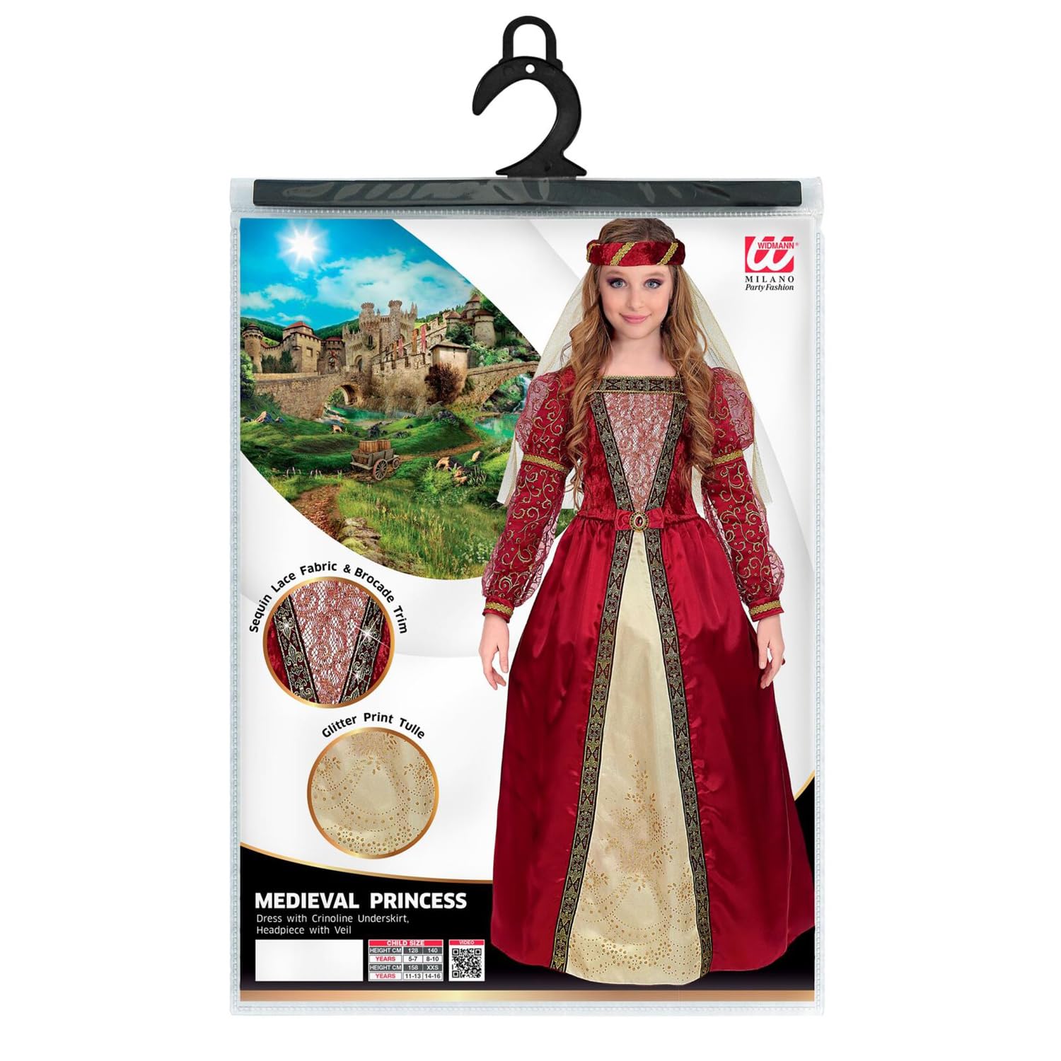 W WIDMANN MILANO Party Fashion - Children's Costume Medieval Princess Dress Queen Castle Lady Fancy Dress Costumes - Image 4