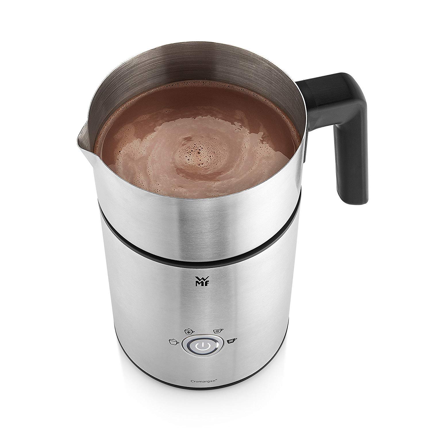 WMF Lono Milk & Choc Induction Milk Frother filled with hot chocolate.