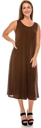 Jostar Womens Tank Long Dress Sleeveless Scoop Neck Casual Swing Flowy T Shirt One Piece