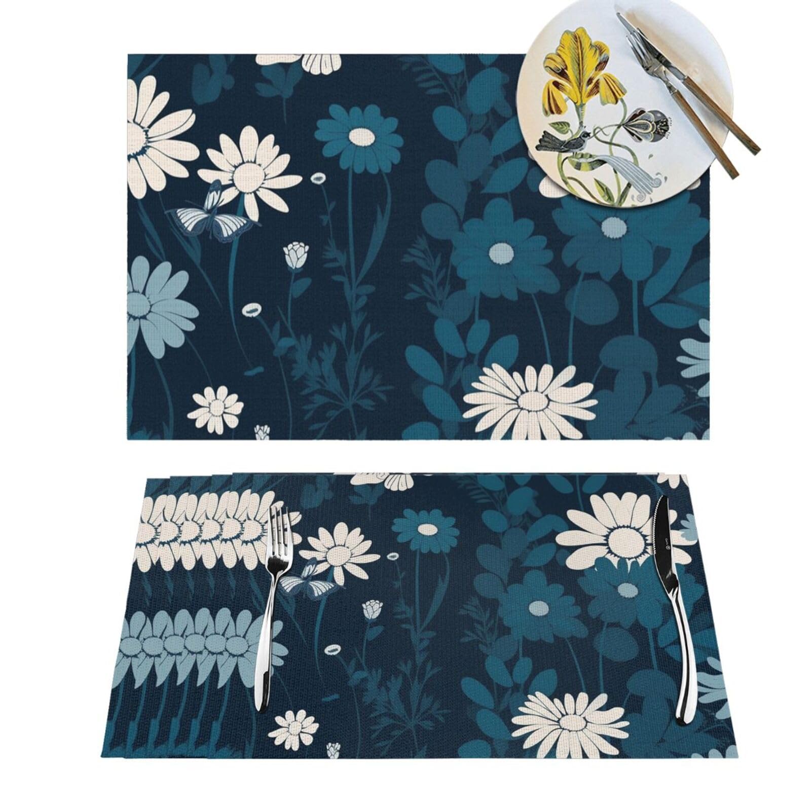Sets de table de cuisine bleus en PVC pour des repas de mariage et fêtes de famille réussis