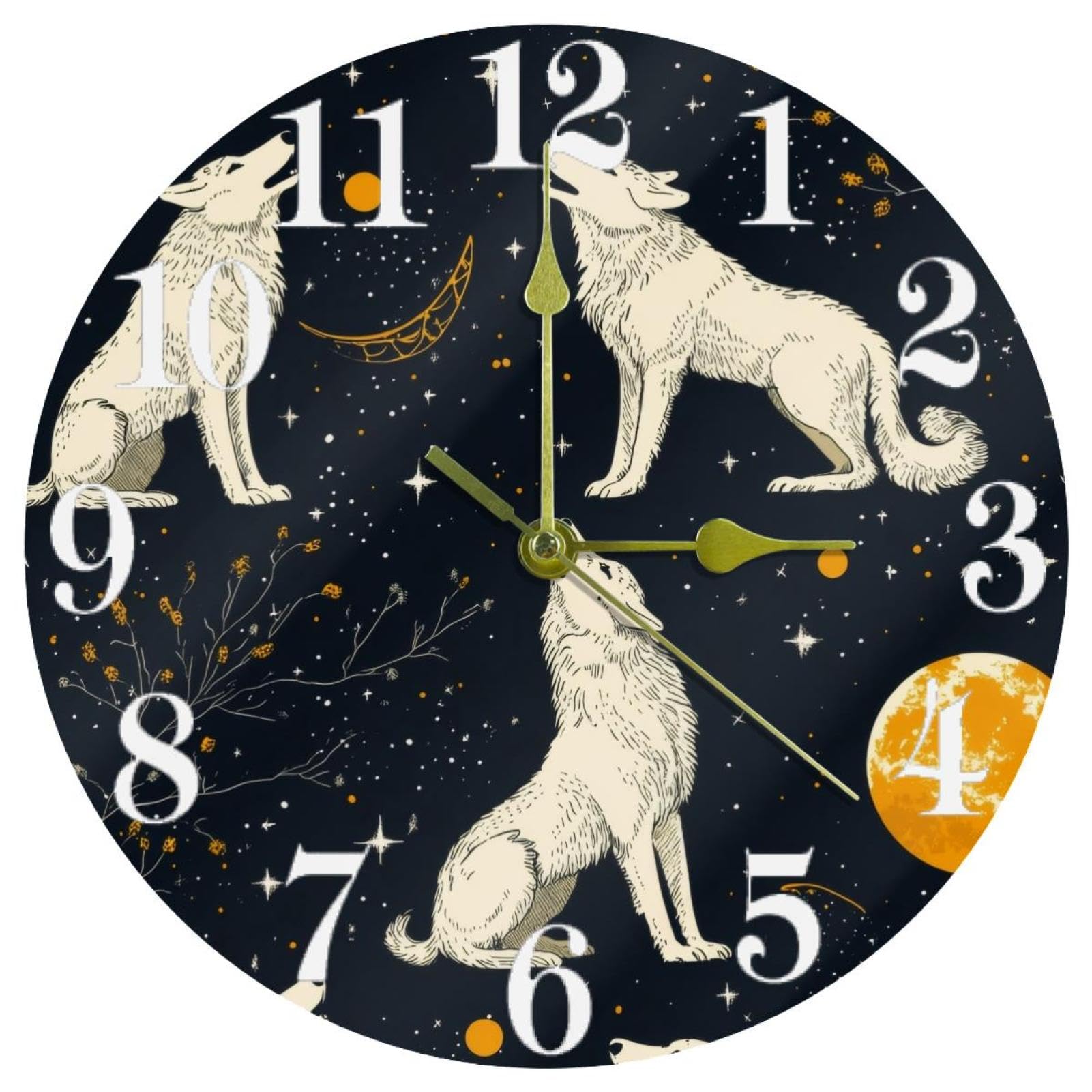 Horloge murale loups hurlants pour décorer la cuisine et le salon familial