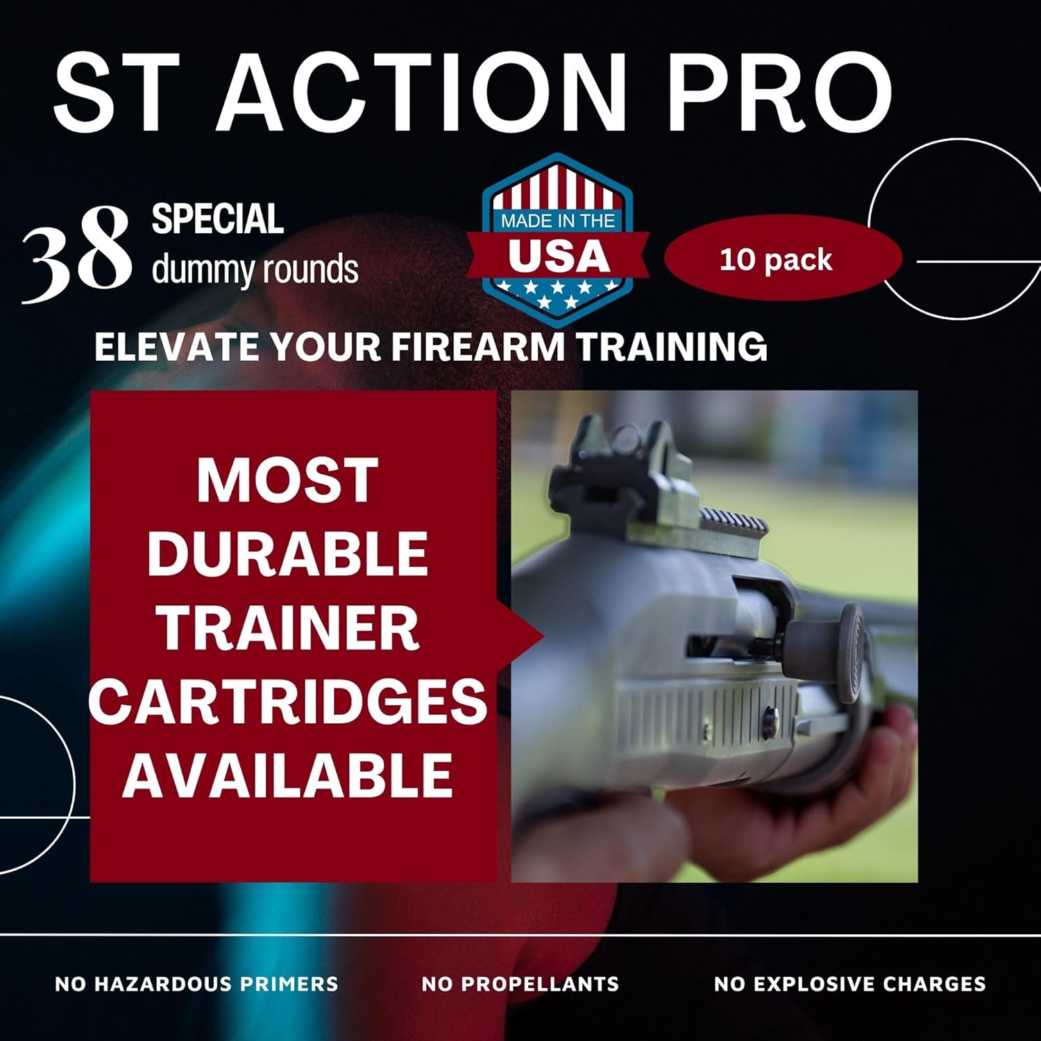 ST Action Pro Pack Of 10 Inert .38 Special Orange Safety Trainer Cartridge Dummy Ammunition Ammo Shell Rounds with Nickel Case