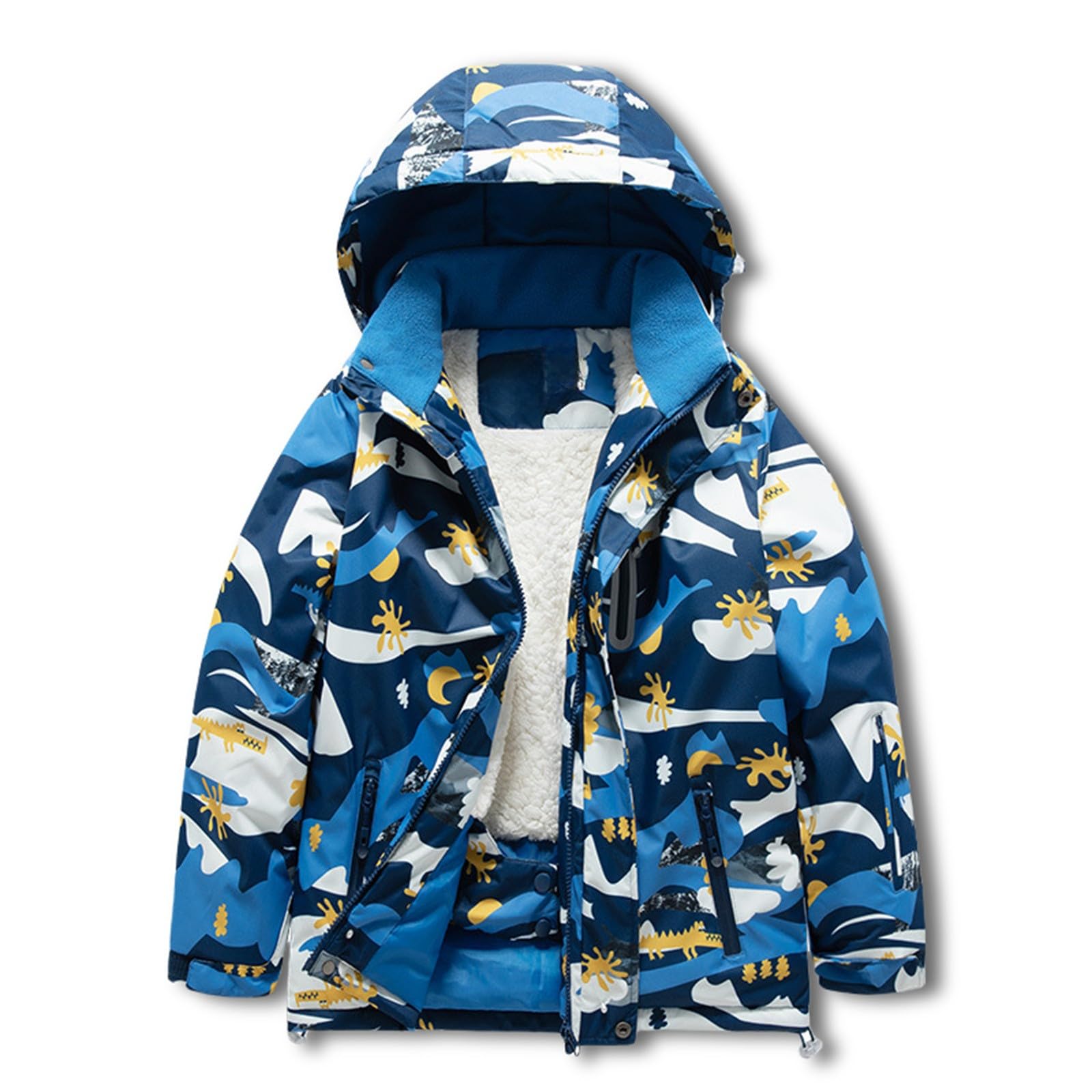 Veste de ski imperméable avec doublure en polaire – Manteau d'hiver chaud à capuche pour enfants – Imperméable et coupe-vent – Vêtements d'extérieur épais