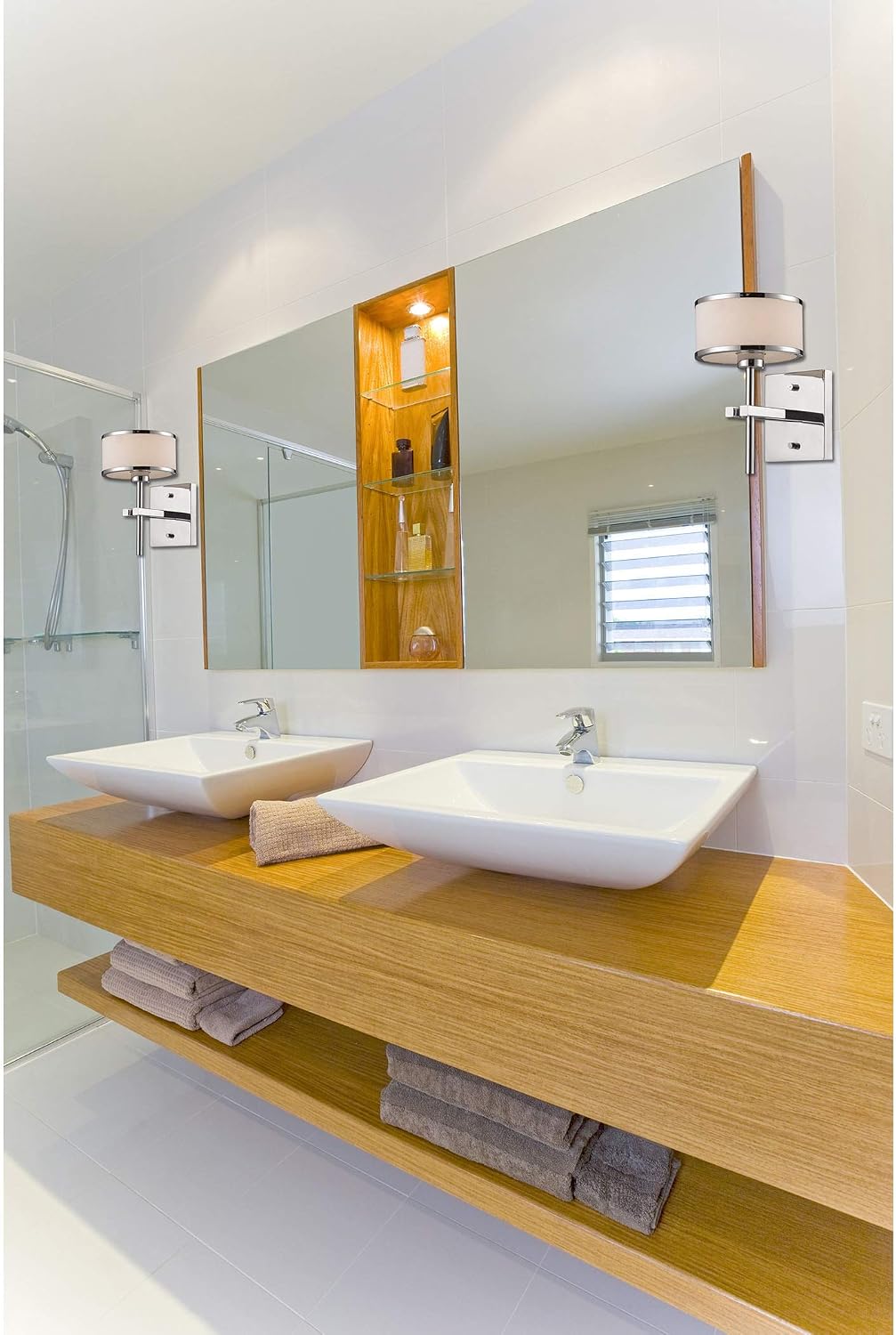 Get Discount Offer Elk 11415/1 6 by 10-Inch Utica 1-Light Bathbar with White Blown Glass Shade, Polished Chrome Finish