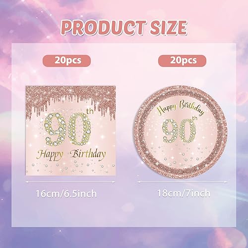 Miniatura 63 de Juego de 40 platos y servilletas de 40 cumpleaños para mujeres, juego de vajilla desechable para fiesta de 40 años de edad para decoración de 40º