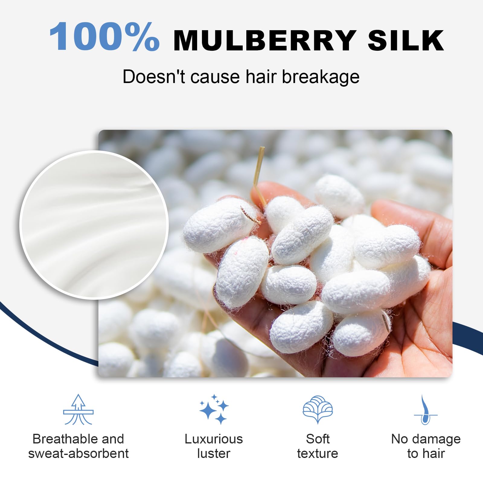 Consysi 1 Piece Silk Bow Scrunchies for Hair-100% Pure Mulberry 22 Momme Silk Hair Tie, Elastic Ponytail Holder - Image 3