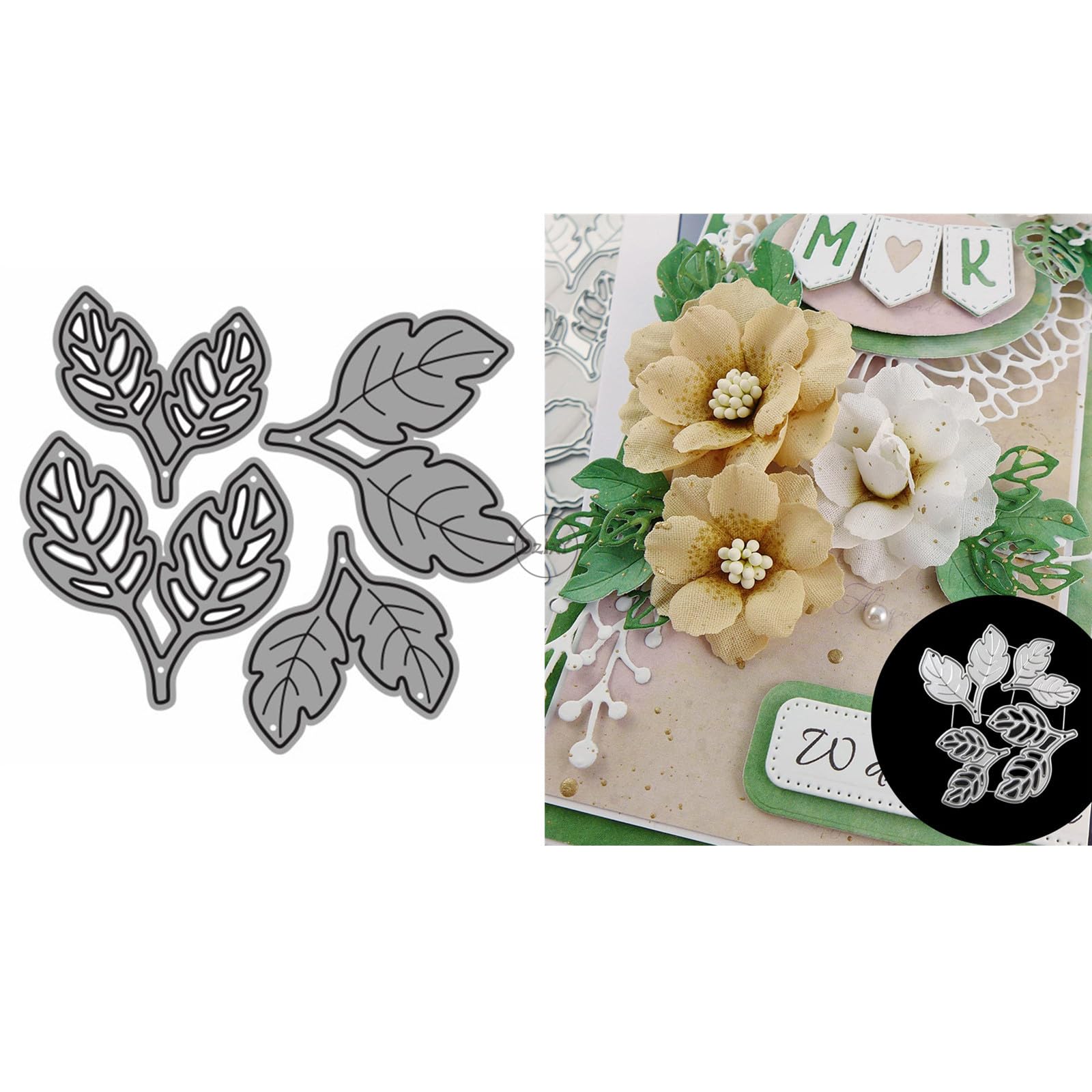 DzIxY Two Kinds of Leaves Metal Cutting Dies for Card Making Kit Embossing Paper Die Cuts Set Scrapbook Stencils Supplies Machine Templates