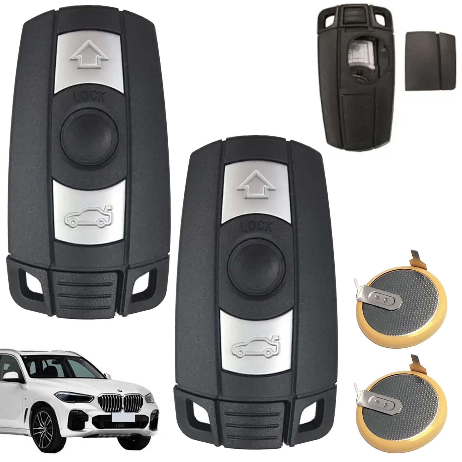 Pilot zdalnego sterowania na kluczyk samochodowy z 2 bateriami LIR2025, kompatybilny z BMW serii 1 3 5 6 X1 X5
