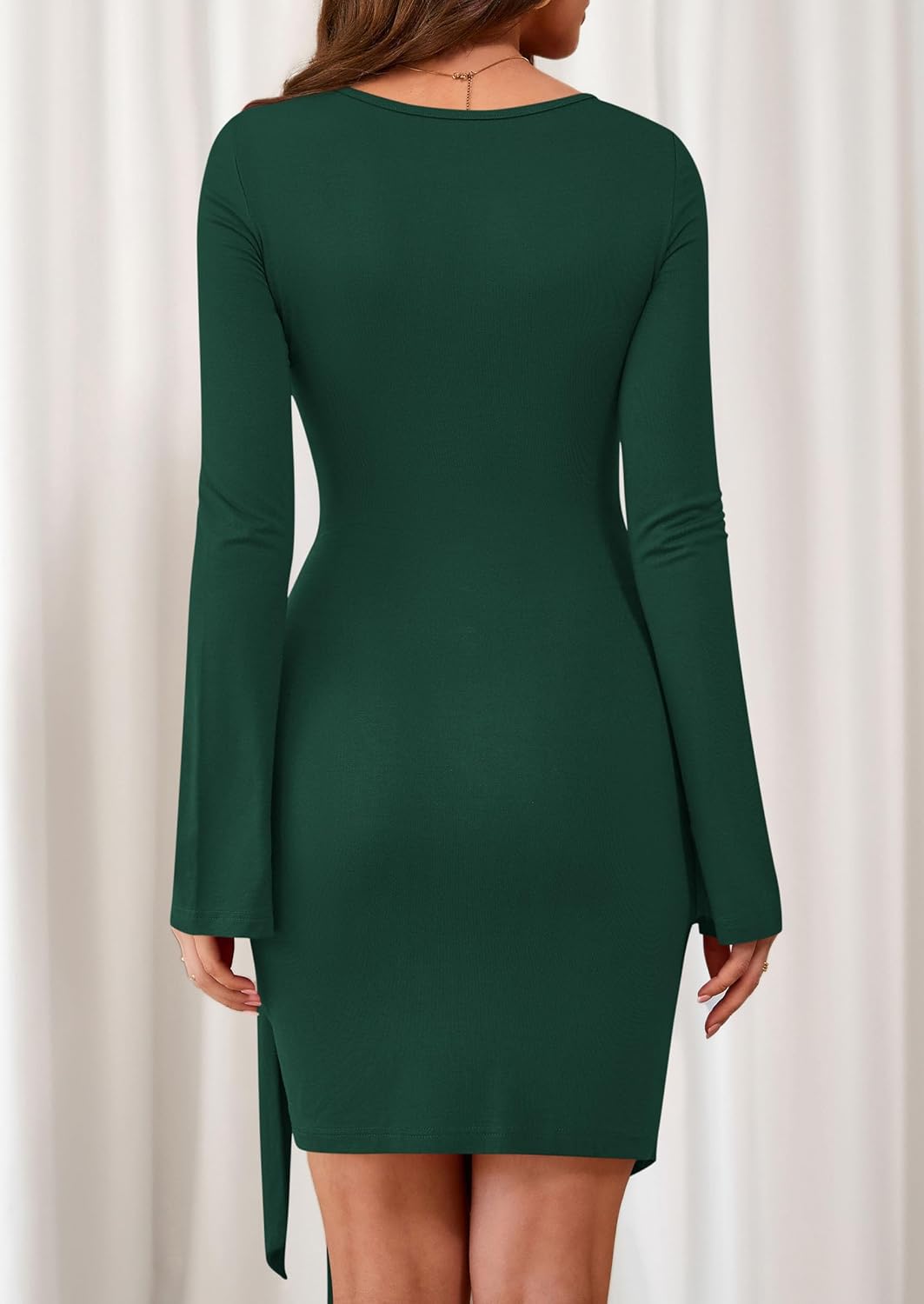 PRETTYGARDEN Women 2025 Mini Bodycon Dresses Long Sleeve Ruched Fitted Short Night Out Trendy Party Club Outfits Fall Clothes - Image 4