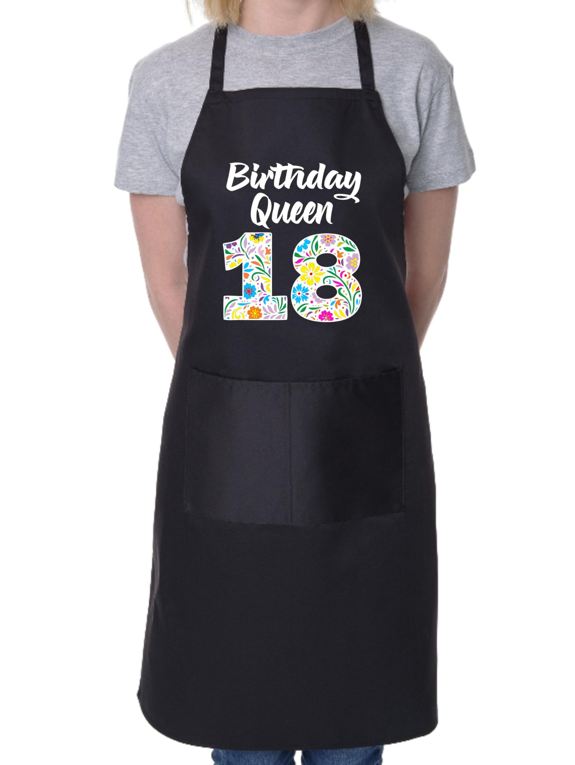 Print4u Unisex Black Birthday Queen 18 Apron Gift For 18Th Birthday 18 Year Old Present