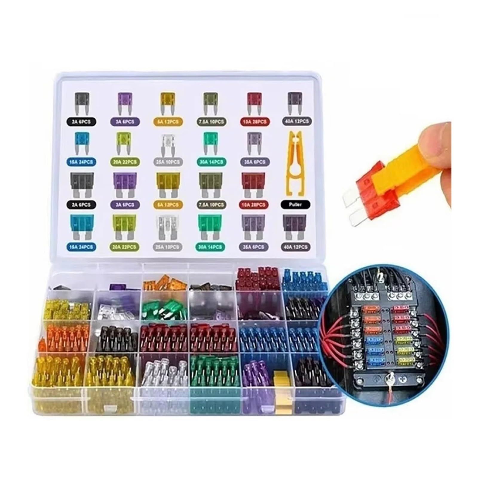 Cajas de fusibles Surtido for coche, perfil mediano, tipo cuchilla, 2-35 A for y camión, con clip caja, 60/306 piezas