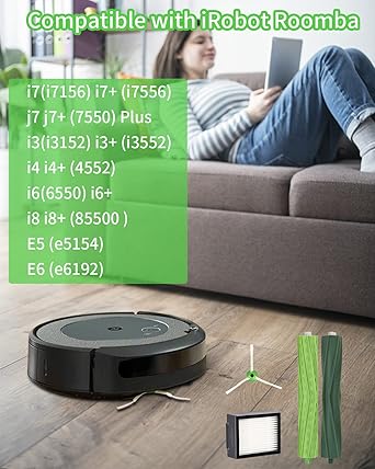Accesorios de Recambios para iRobot Roomba E5 E6 i7 i7+ i3 i3+ i4 i4+ j7 j7+, Kit Recambios Repuestos Compatibles con iRobot Roomba E I J Series, 4 Cepillos Principales, 4 Filtro, 6 Cepillos Laterale.1