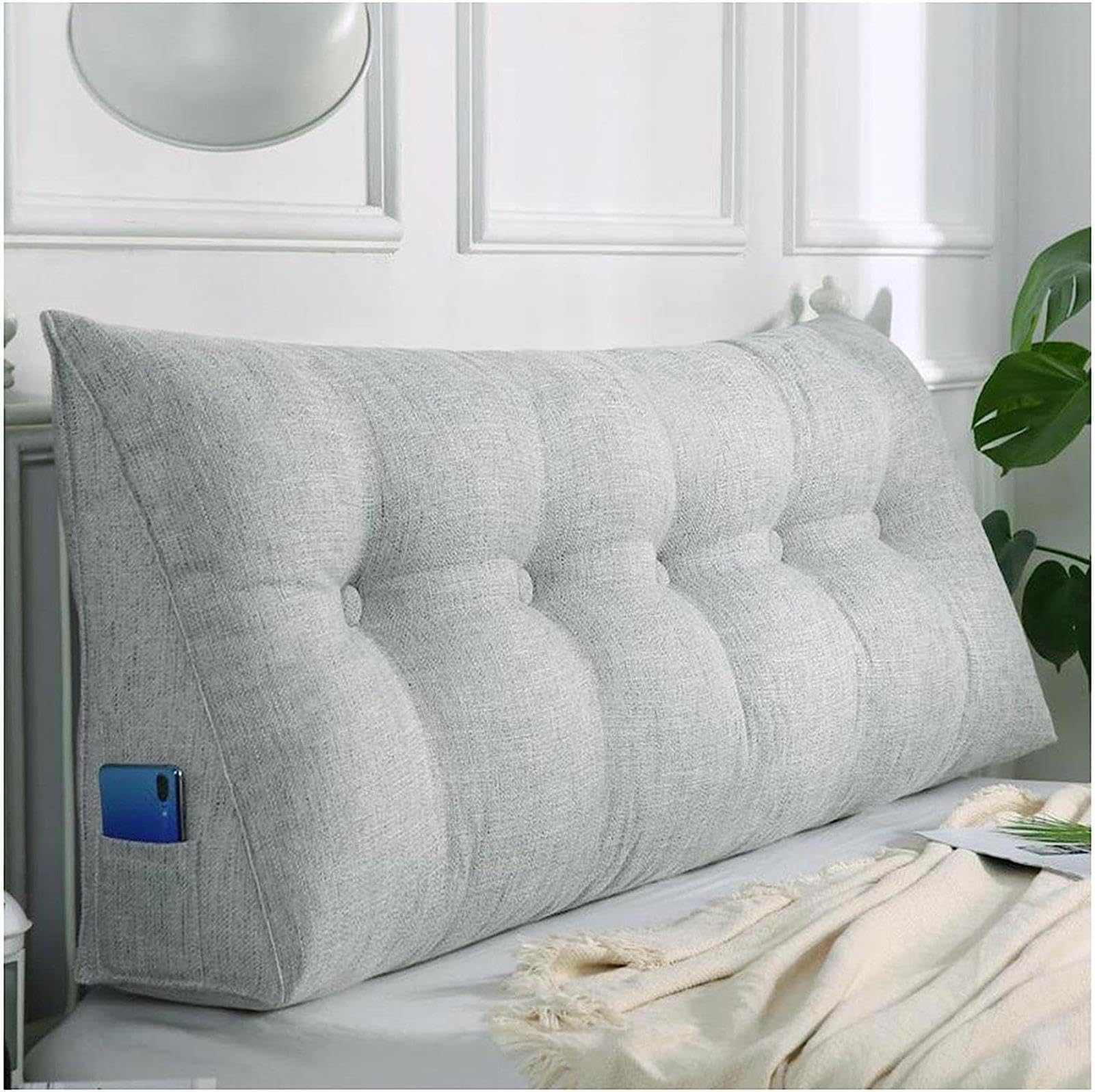 Almohada triangular de algodón y lino para cama y sofá, funda extraíble, cojín de apoyo para posicionamiento del sofá, elegante accesorio de decoración del hogar
