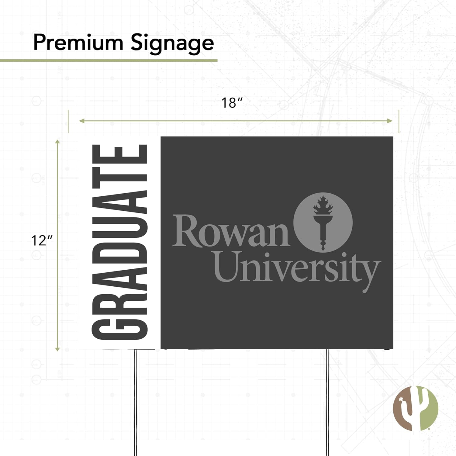 Desert Cactus Rowan University Barons 12x18" Graduate Graduation Celebration Yard Sign Graduates Outdoor Lawn Display with Stakes (Grad Sign 3)