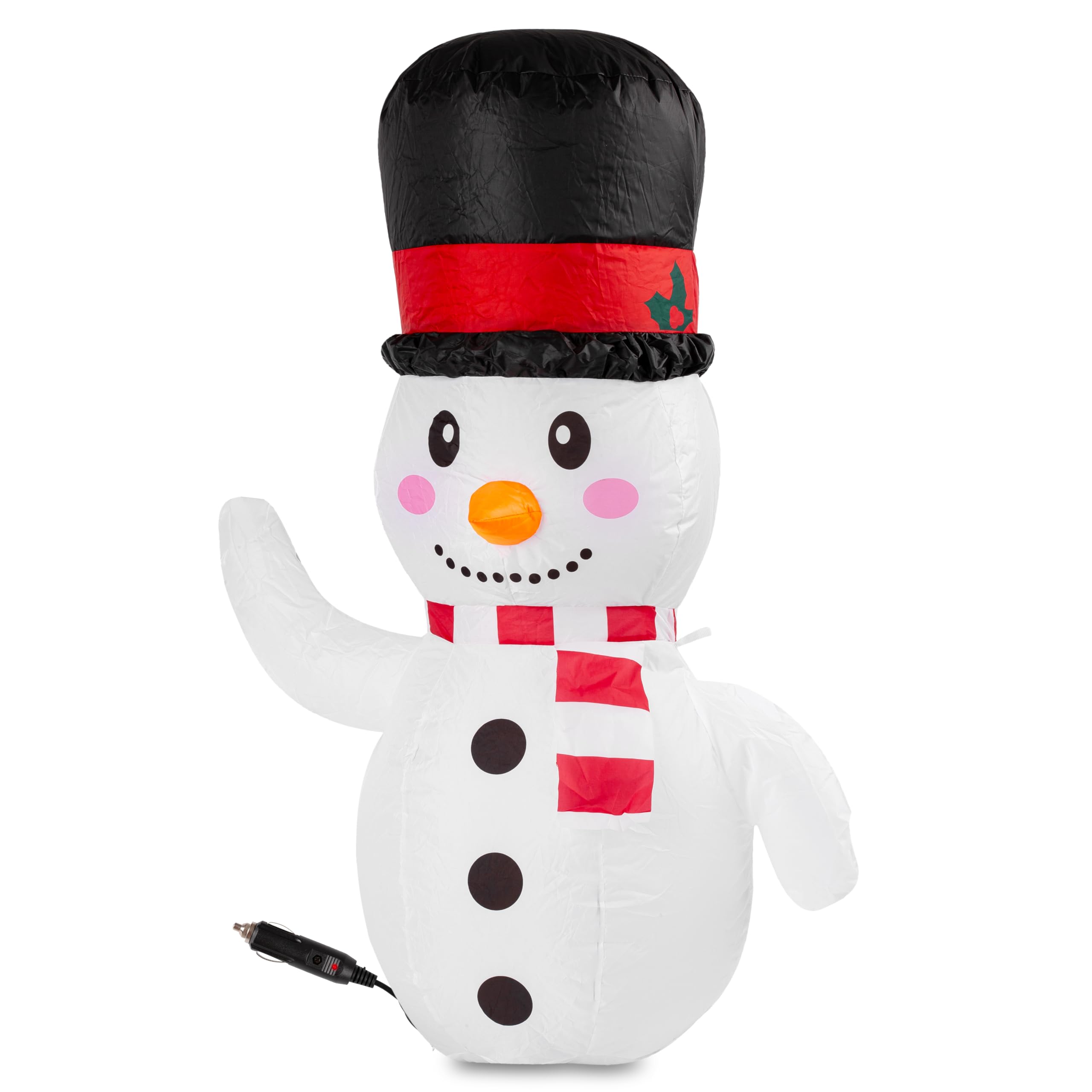 ZONETECH Bonhomme de neige de Noël gonflable pour voitures, copain de voiture gonflable avec prise soufflante de voiture 12 V lumières LED, décoration facile à installer en plein air pour décoration