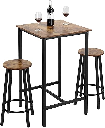 Finnhomy Juego de mesa de bar, mesa de pub de 23.6 pulgadas, mesa cuadrada de altura de barra, mesa de bar con taburetes, juego de mesa de cocina