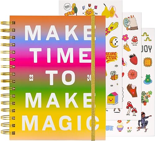 ban.do Agenda diaria 2023-2024, agenda semanal mediana de agosto de 2023 a diciembre de 2024, diario de cuidado personal de tapa dura, planificador