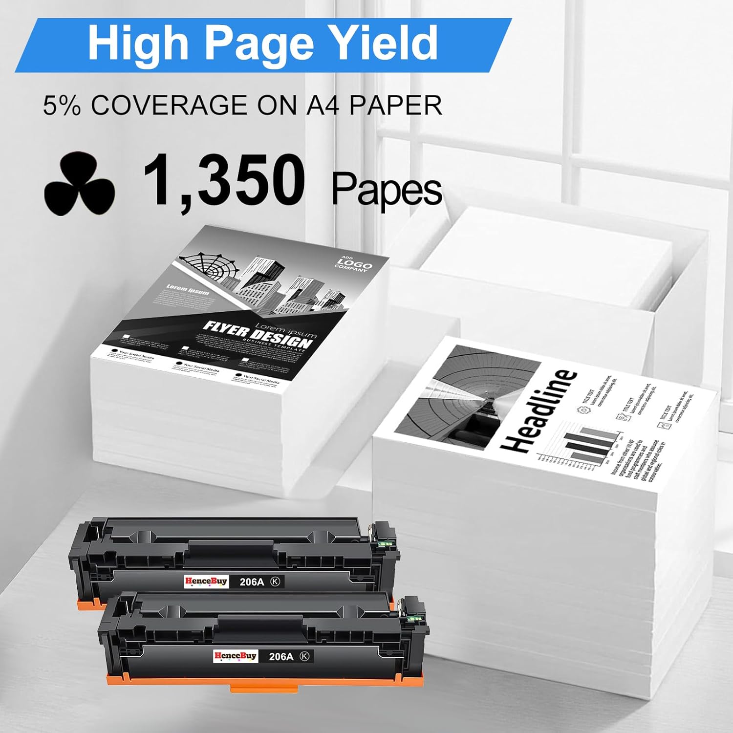 206A Black Toner Cartridge - 2 Pack Replacement for HP 206A 206X W2110A W2110X for HP Color LaserJet Pro MFP M283fdw M283cdw M283fdn M282mw Pro M255dw M255nw M283 M255 Printer (with Chip)