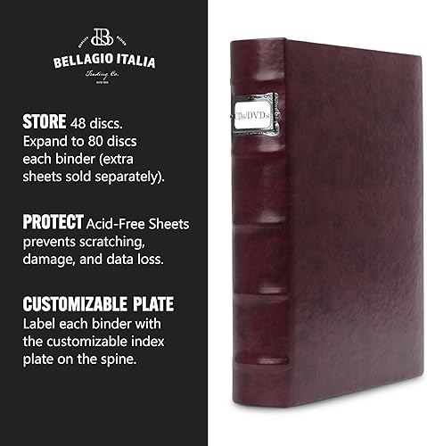 Miniatura 5 de Corona - Juego de carpetas de almacenamiento de CDDVD, de cuero, capacidad de 288 discos, organizador de almacenamiento para DVD, CD, Blu Ray y