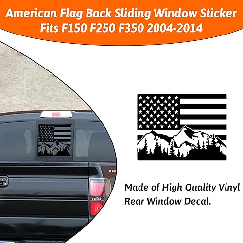 Miniatura 3 de Calcomanía para ventana trasera trasera central compatible con Ford F150 F250 F350 2004-2014 Mountain Scene American Flag Calcomanías de vinilo