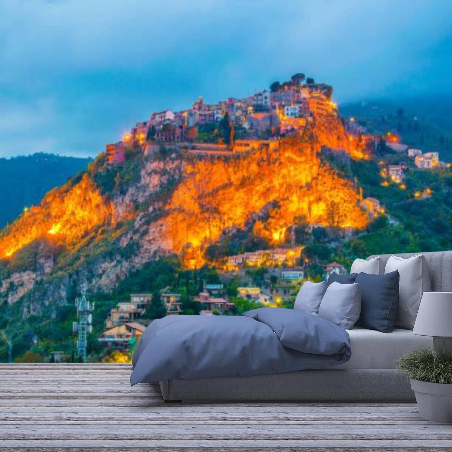 Papier peint photo 3D paysage insulaire trompe l'oeil pour chambre
