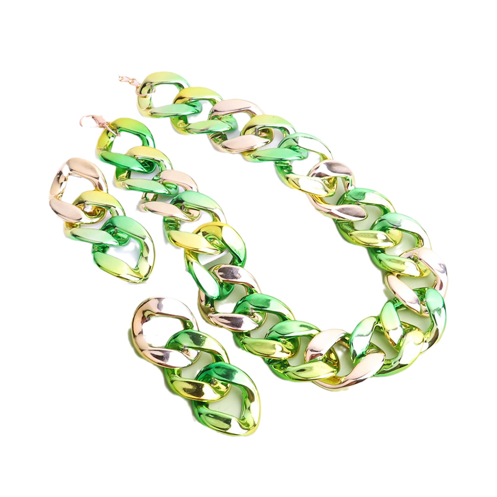 Collana lunga hip-hop punk stile sfumato collana catena colorata placcatura in plastica catena clavicola cubana per donne ragazze