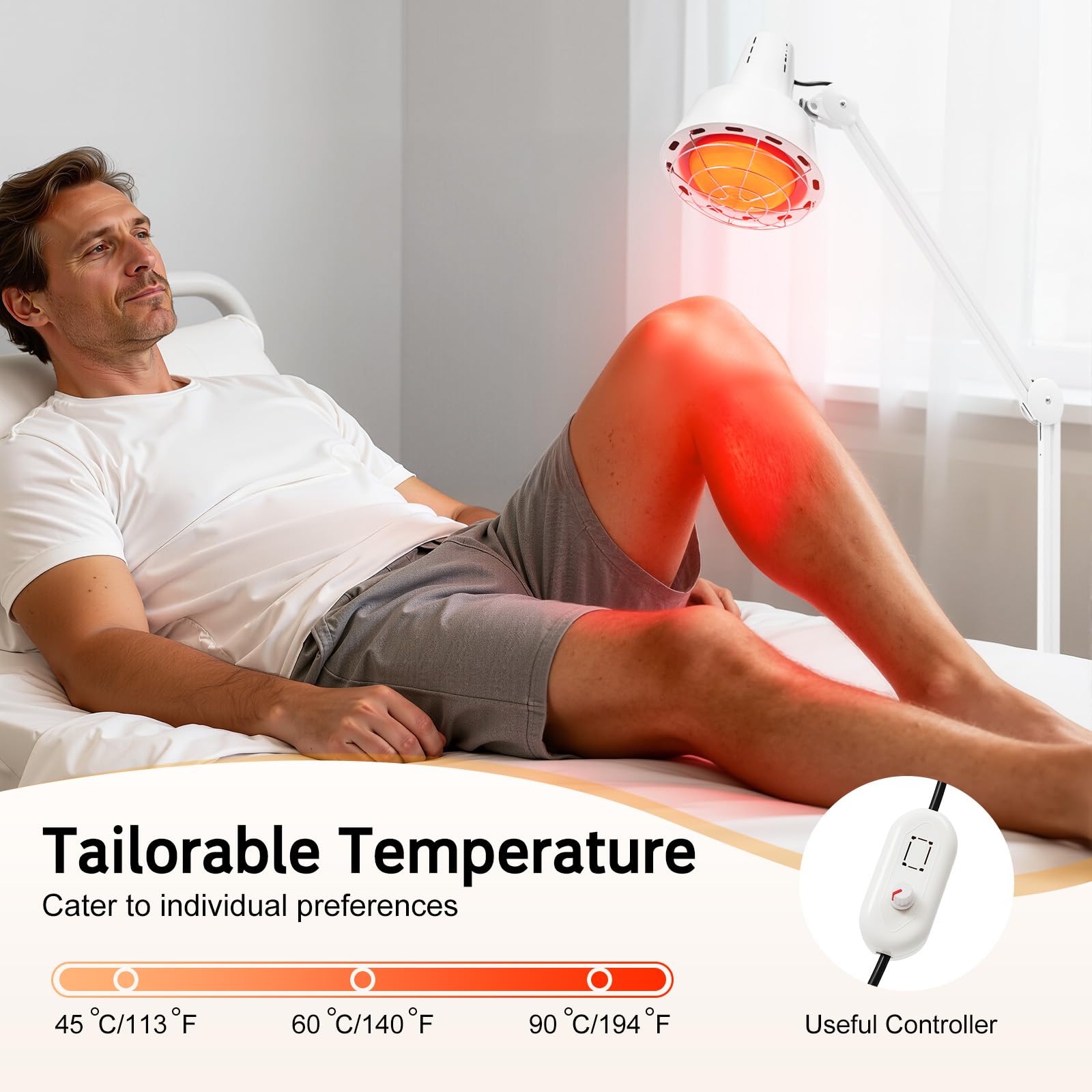 Lámpara infrarroja de 275 W, lámpara de calor, luz roja, lámpara infrarroja, con clip, alivio del dolor, fisioterapia, salud